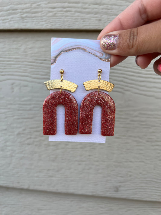 Lizzie Earrings - Red Glitter