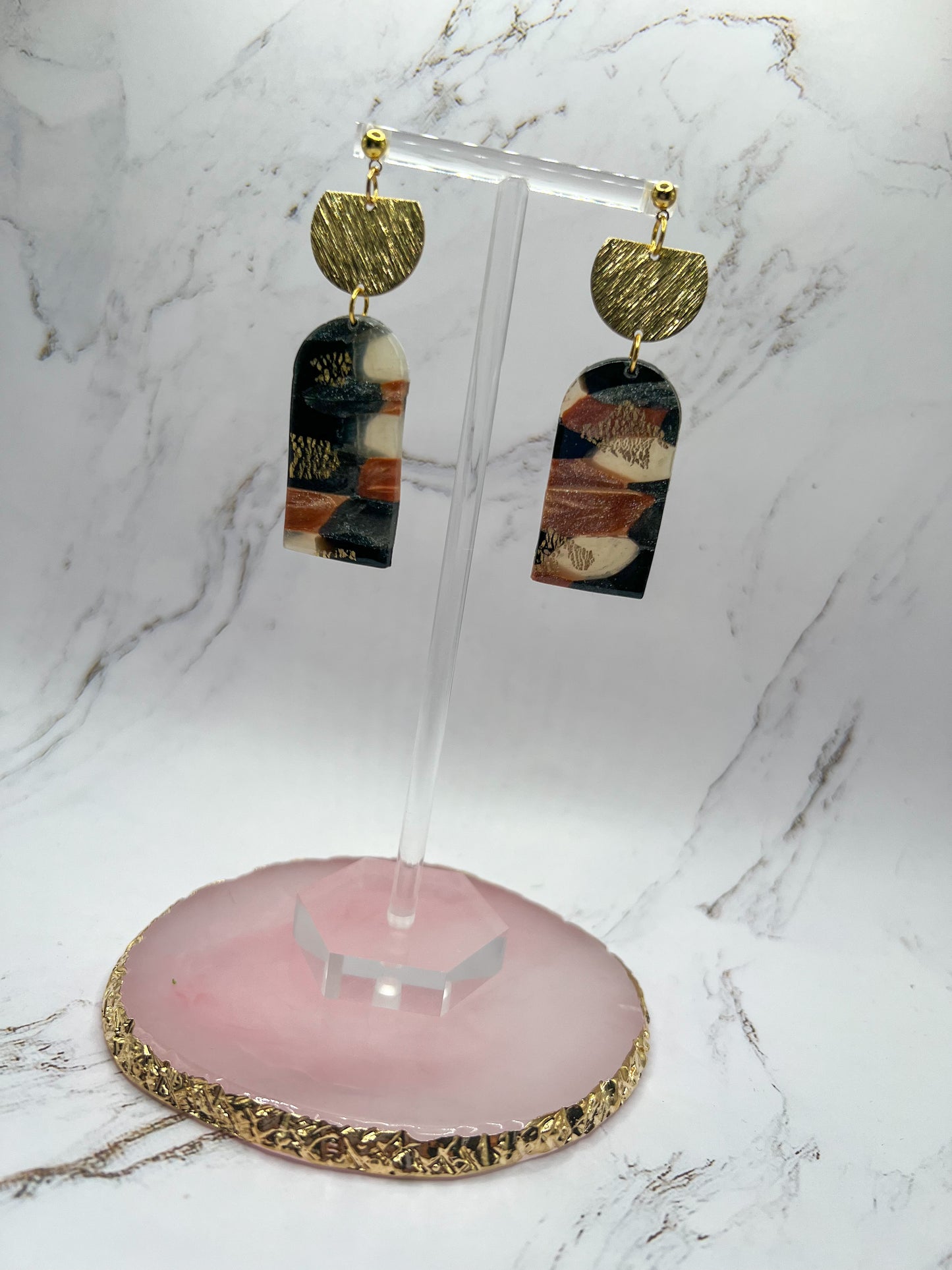 Lola Earrings - Copper Marble