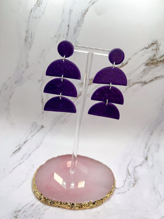 3 Tier Earrings - Purple Concrete