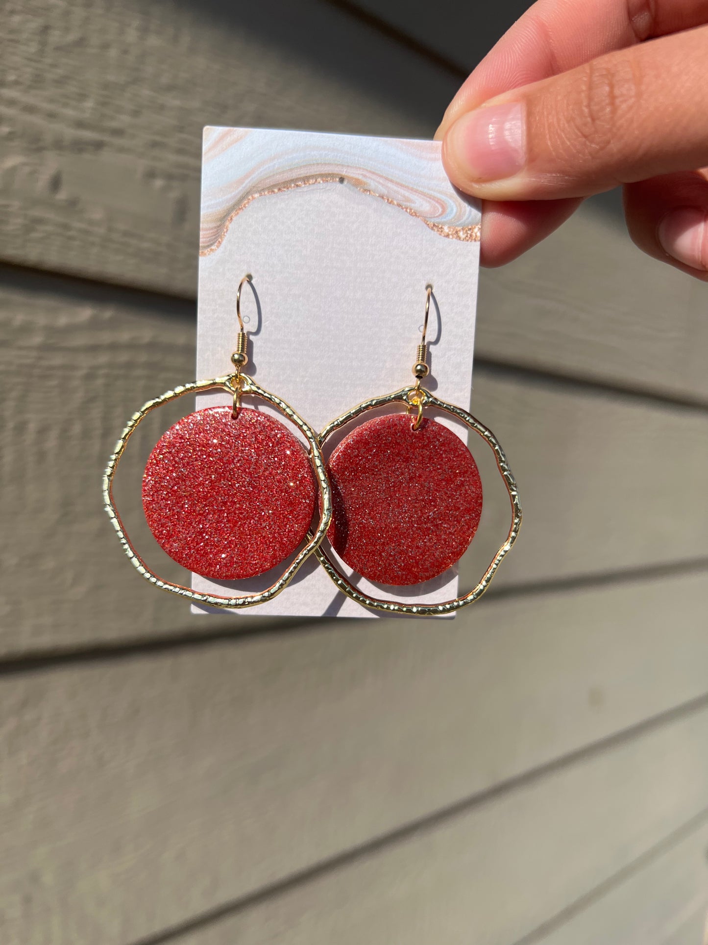 Camila Earrings - Red Glitter