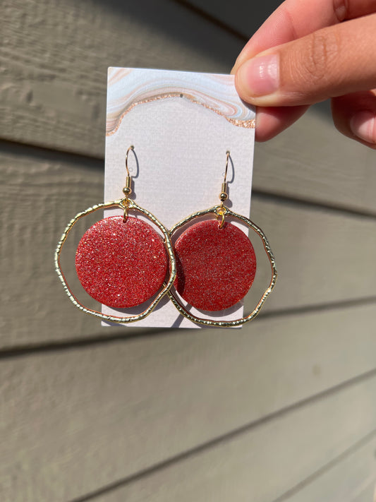 Camila Earrings - Red Glitter