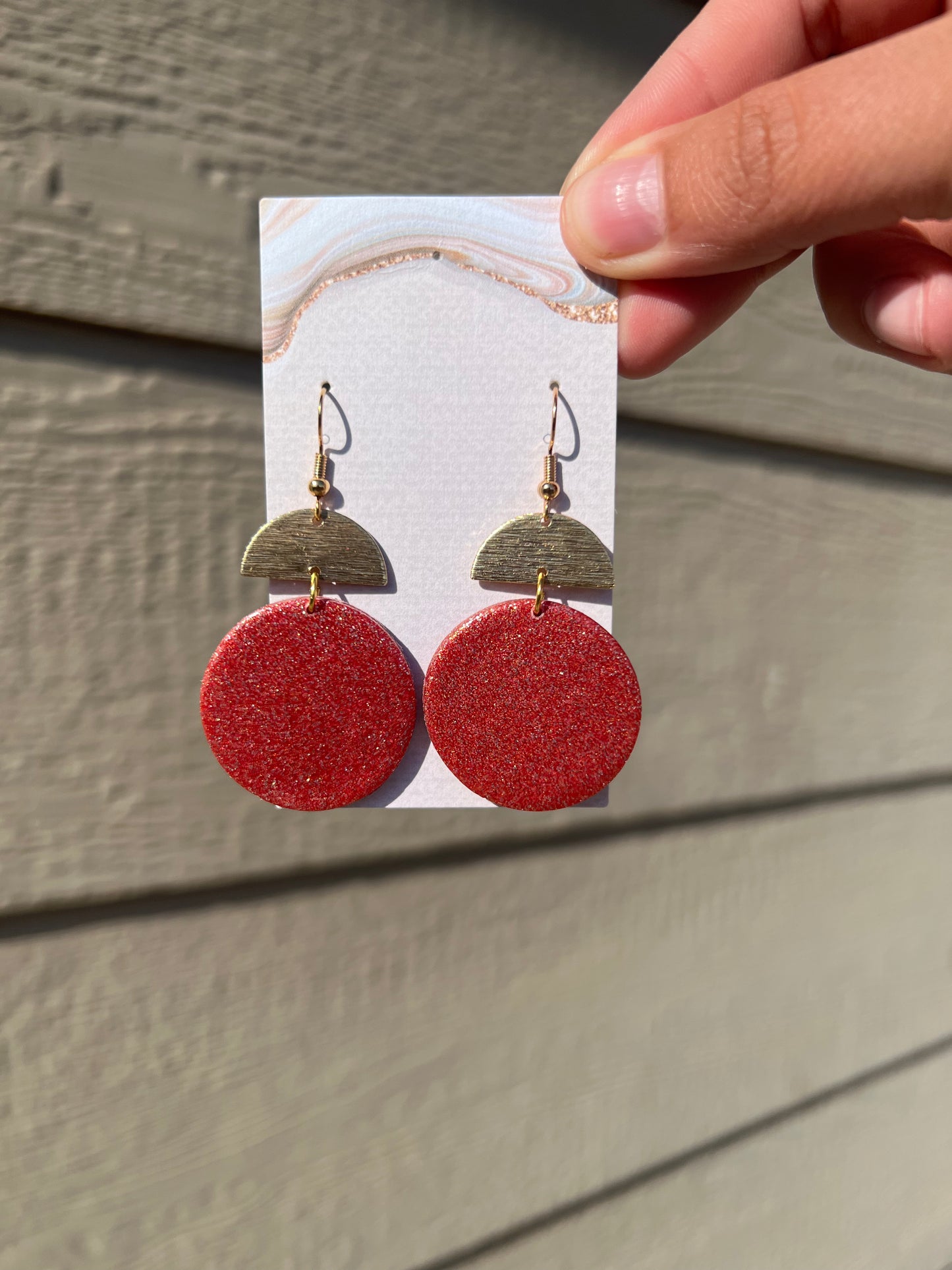 Jessie Earrings - Red Glitter