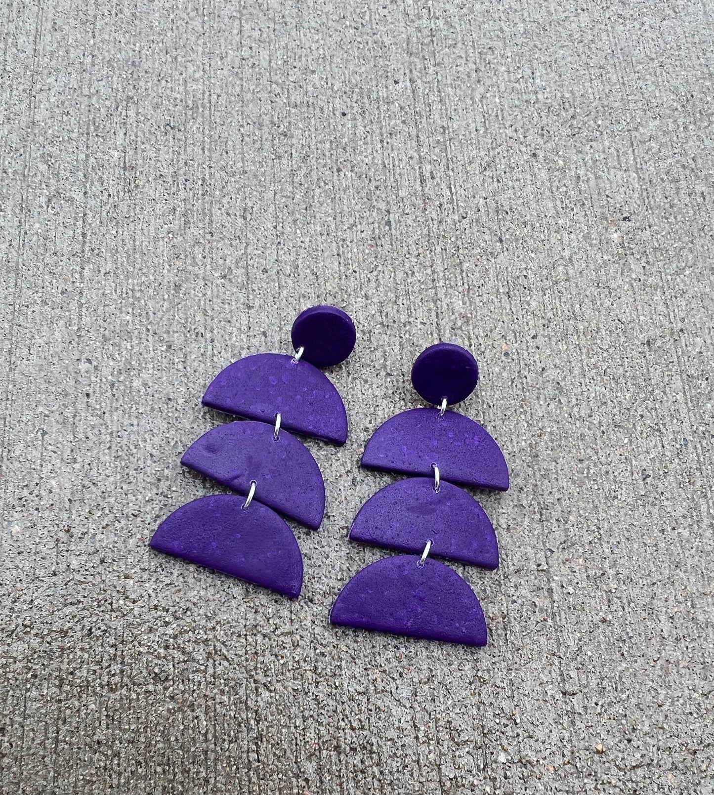 3 Tier Earrings - Purple Concrete